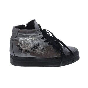 Gabriella Michel High Top Gray/Silver‎ Leather Sneaker Women's 7.5 Embroidered